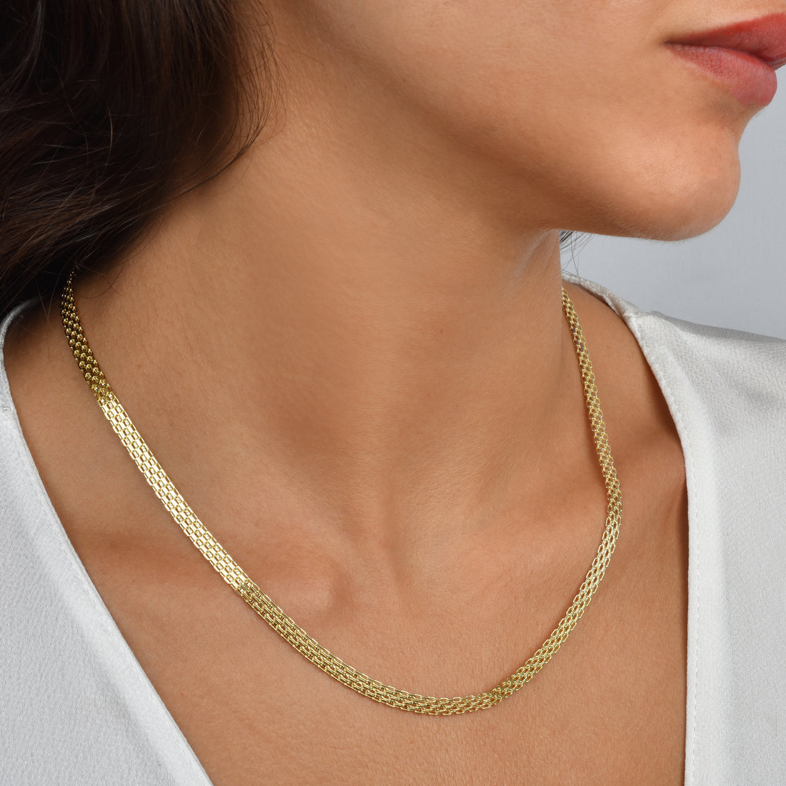 Triple Braid Gold Necklace 14K
