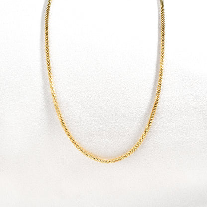 Wicker Wrap Thin Chain Necklace 14K Gold