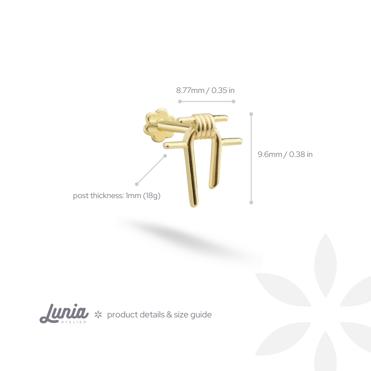 Wire Knot Flatback Ear Piercing 14K Gold