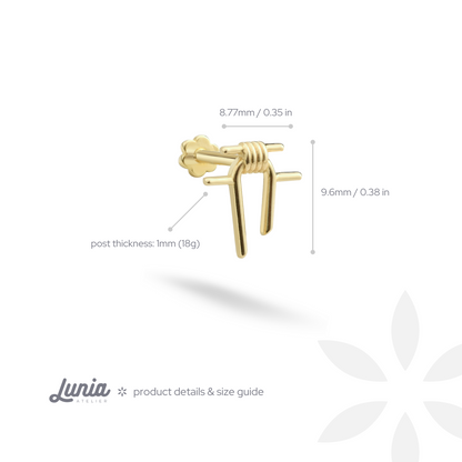 Wire Knot Flatback Ear Piercing 14K Gold