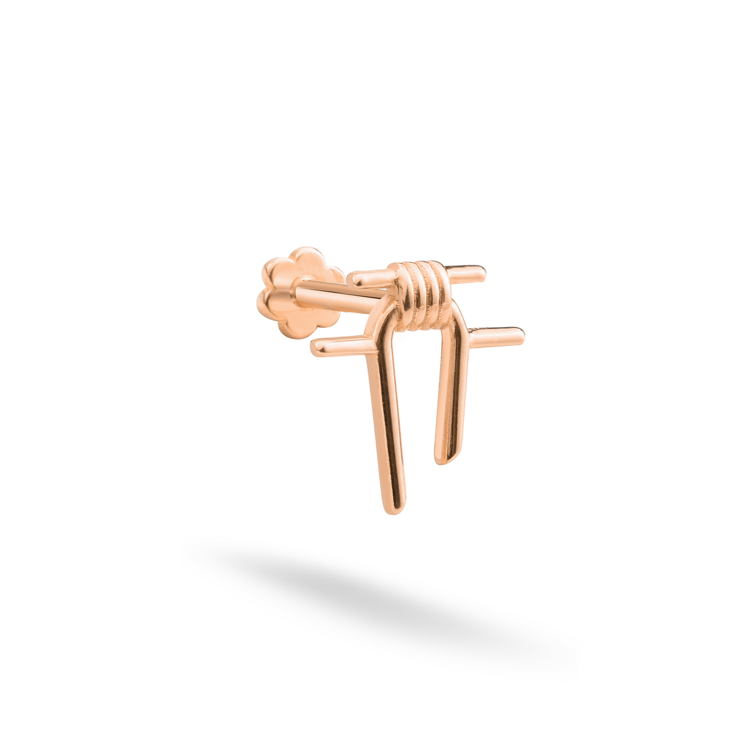 Wire Knot Flatback Ear Piercing 14K Gold