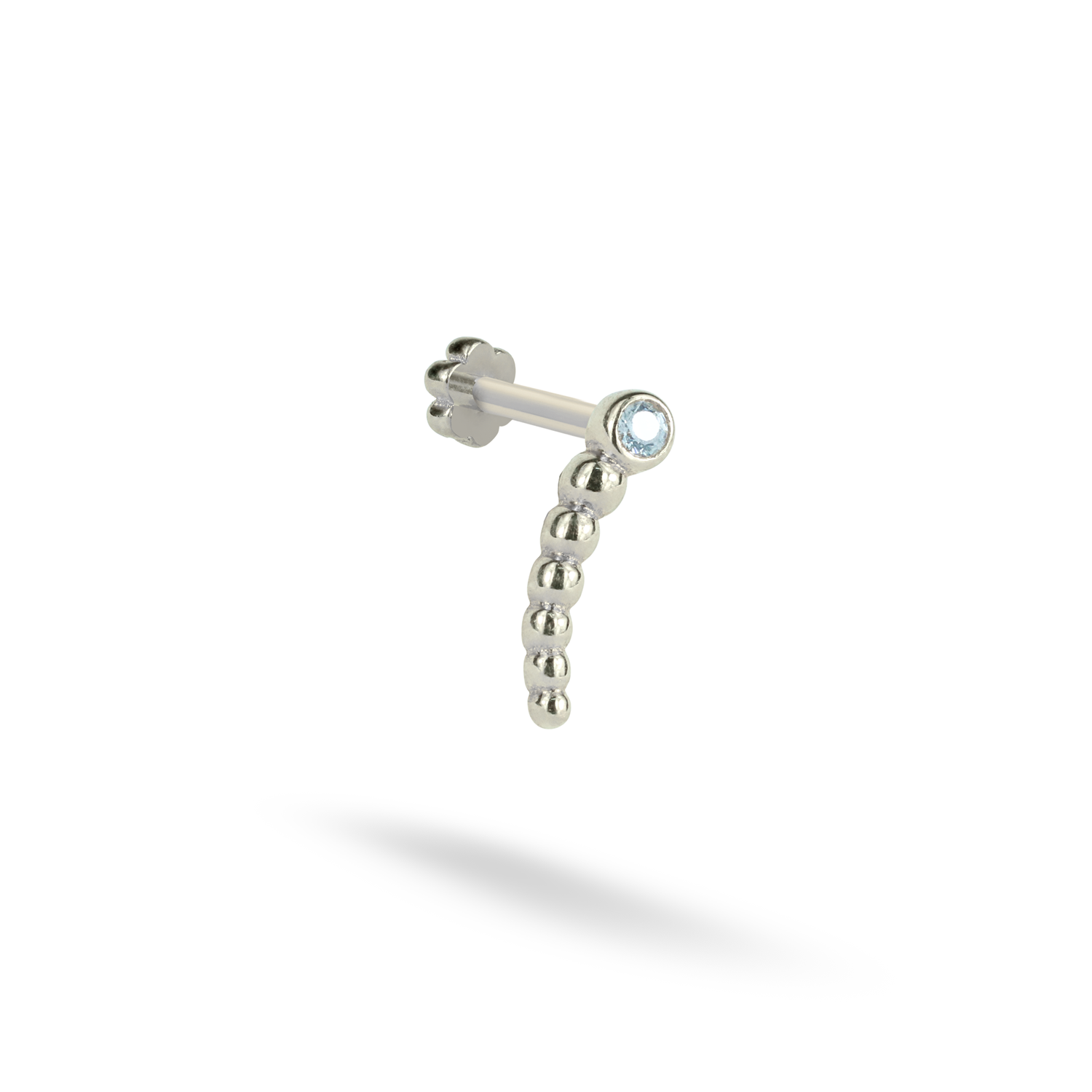 Worm Flatback Ear Piercing 14K Gold with CZ Stone